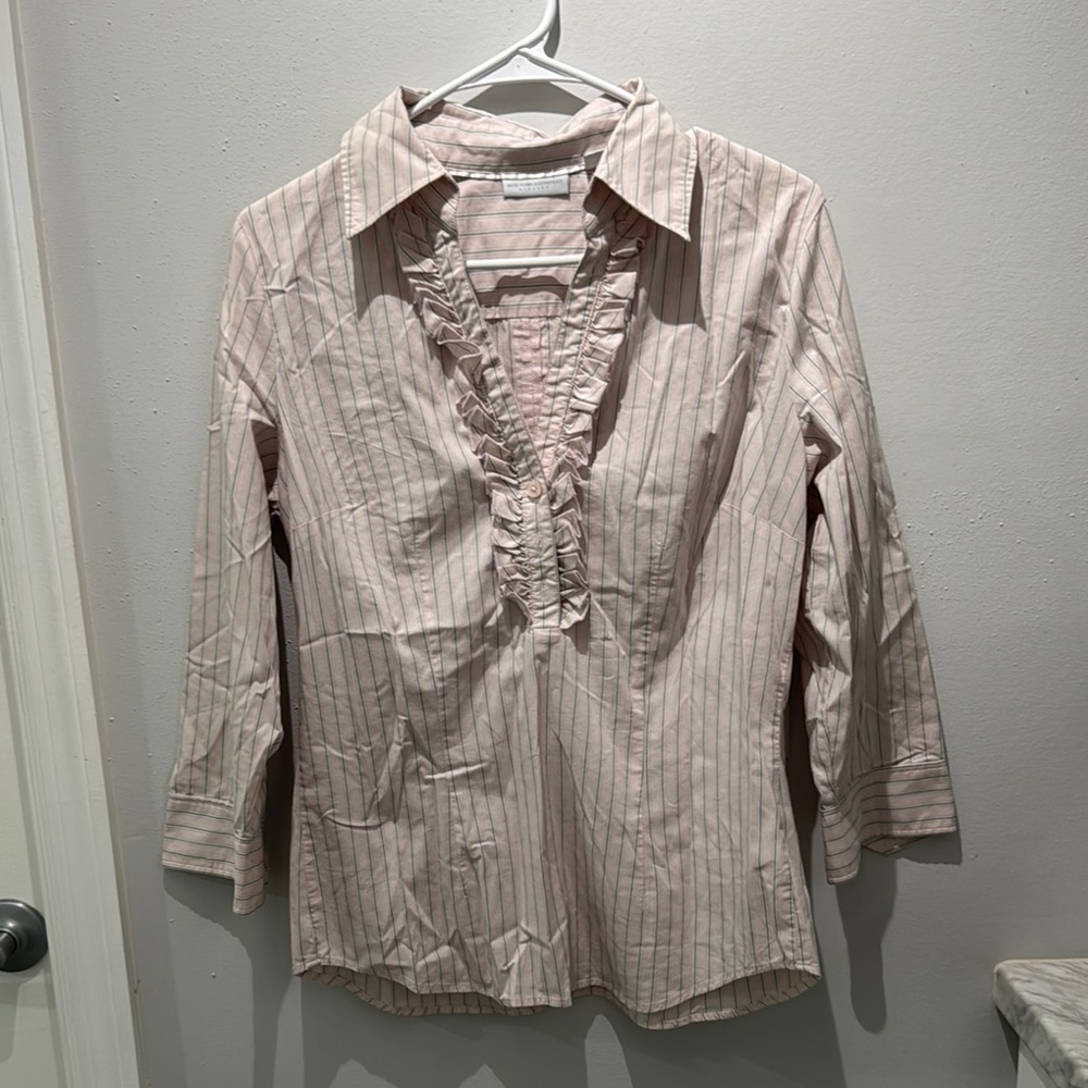 New York & Company Pink Striped Jacket